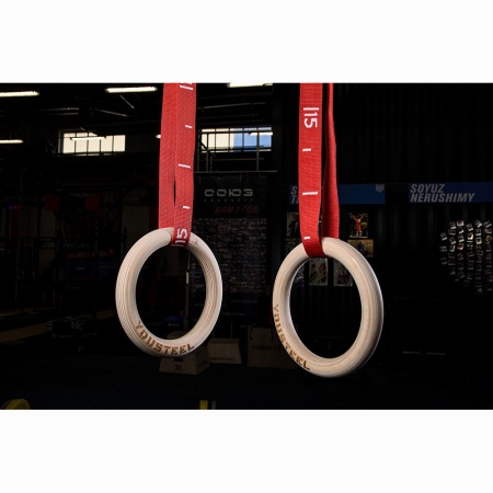 Купить Кольца гимнастические 32 мм красные стропы в Ртищеве 