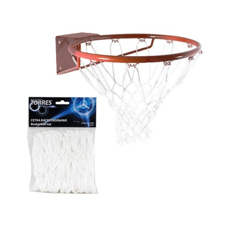 Купить Сетка баскетбольная Torres, нить 4 мм, белая в Ртищеве 