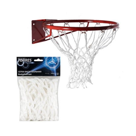 Купить Сетка баскетбольная Torres, нить 6 мм, белая в Ртищеве 